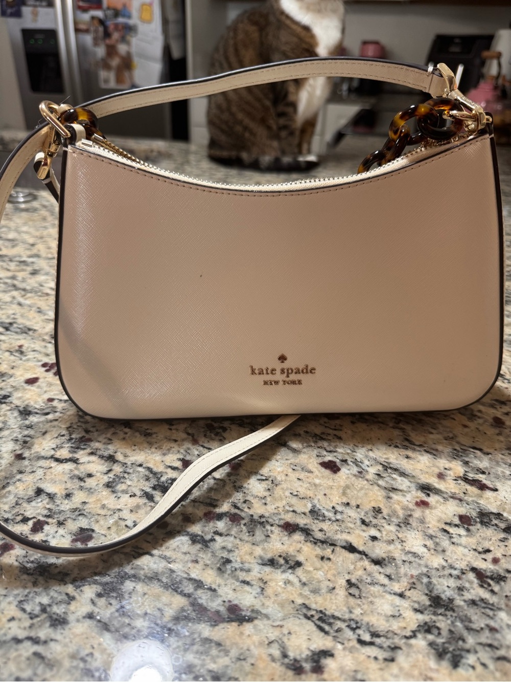 kate spade Cream Shoulder Bag with Tortoiseshell Accent